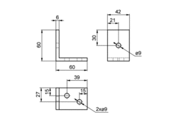 Profil L 60x60x6mm, wiercony 42mm
