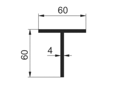 Profil T 60x60x4mm anoda