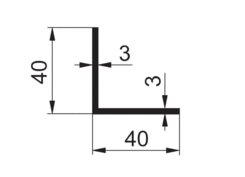 Profil L 40x40x3mm, anoda