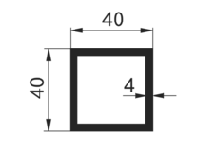 Rectangle tube 40x40x3mm anodized