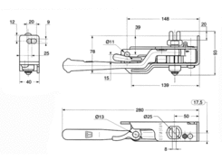 Strainer 40mm, ratchet, rail, dac.left