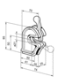 Side pendulum lock - C, lever o 21mm