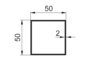 Rectangle tube 50x2mm, AlMgSi0,5; 1,017kg